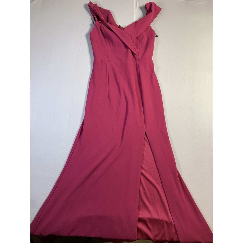 LULU'S Classic Glam Plum Off-the-Shoulder Fit Flare Long W/slit DRESS Size small